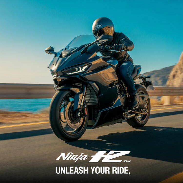 Sleek Kawasaki Ninja H2 side view highlighting aerodynamic design and key Ninja H2 features.