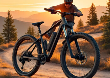 Rider on the best full suspension eBike navigating a mountain trail with front and rear suspension.