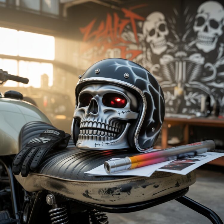 customizing your skull motorcycle helmet look with airbrushed designs, LED lights, and unique structure mods
