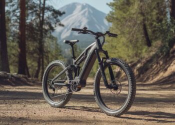 5000W eBike parked on a rocky mountain trail