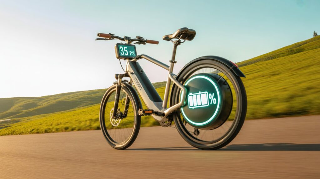 eBike battery being charged at 60% level with charger unplugged
