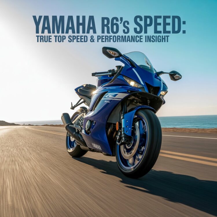Side view of a Yamaha R6 on a racetrack, built for high-speed performance and aerodynamic control, highlighting the Yamaha R6's speed.