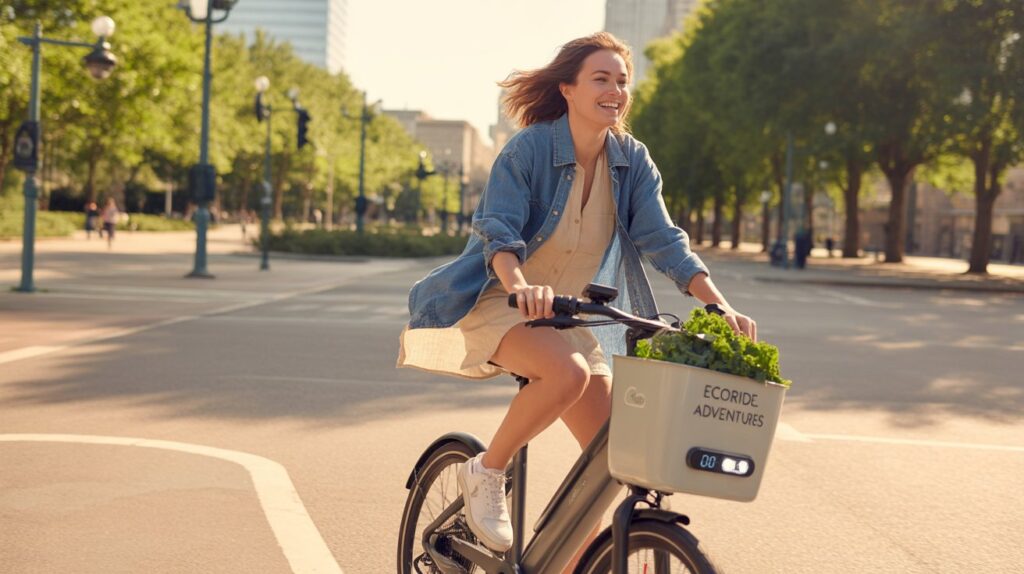 Electric bike parked under solar-powered charging station