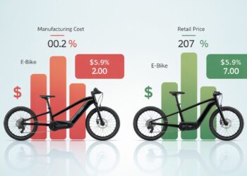 Technicians assembling electric bikes on an ebike manufacturing line