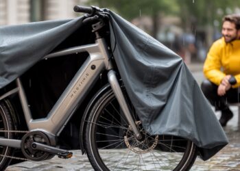 Rider preparing to waterproof your e-bike before rain