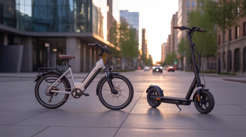 Side-by-side comparison of electric bikes vs electric scooters for daily commuters.