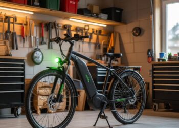 Complete electric bike with battery, motor, and gears highlighted.