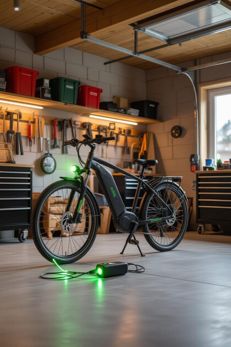 Complete electric bike with battery, motor, and gears highlighted.