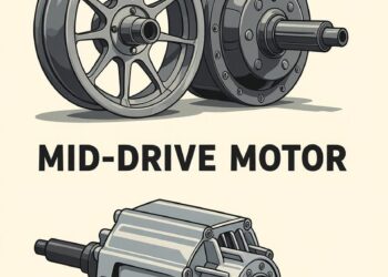 Side-by-side comparison of hub motor and mid-drive motor in e-bikes 2025.