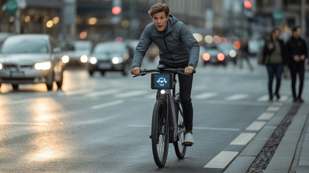 Mechanic inspecting e-bike motor and wiring for power loss issue.