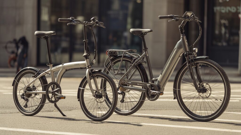 Rider on a full-sized e-bike on a scenic road.