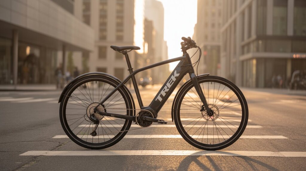 Trek Allant+ 9.9S smart display showing ride data and connectivity options