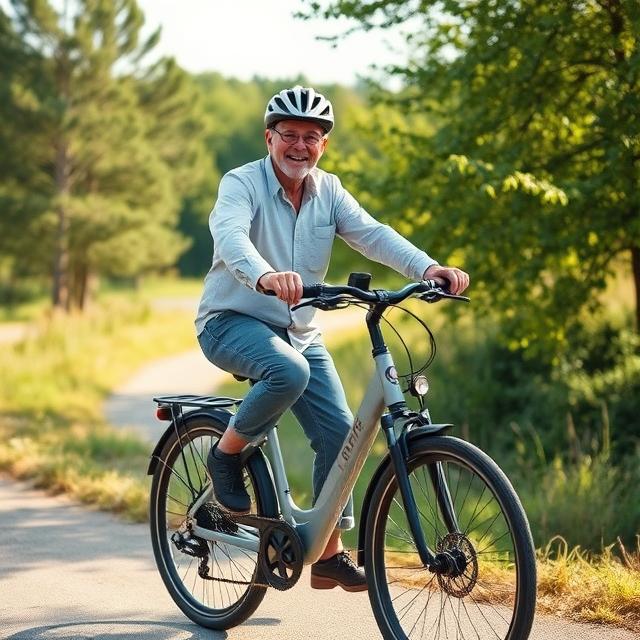 Senior enjoying a scenic ride on an electric bike
